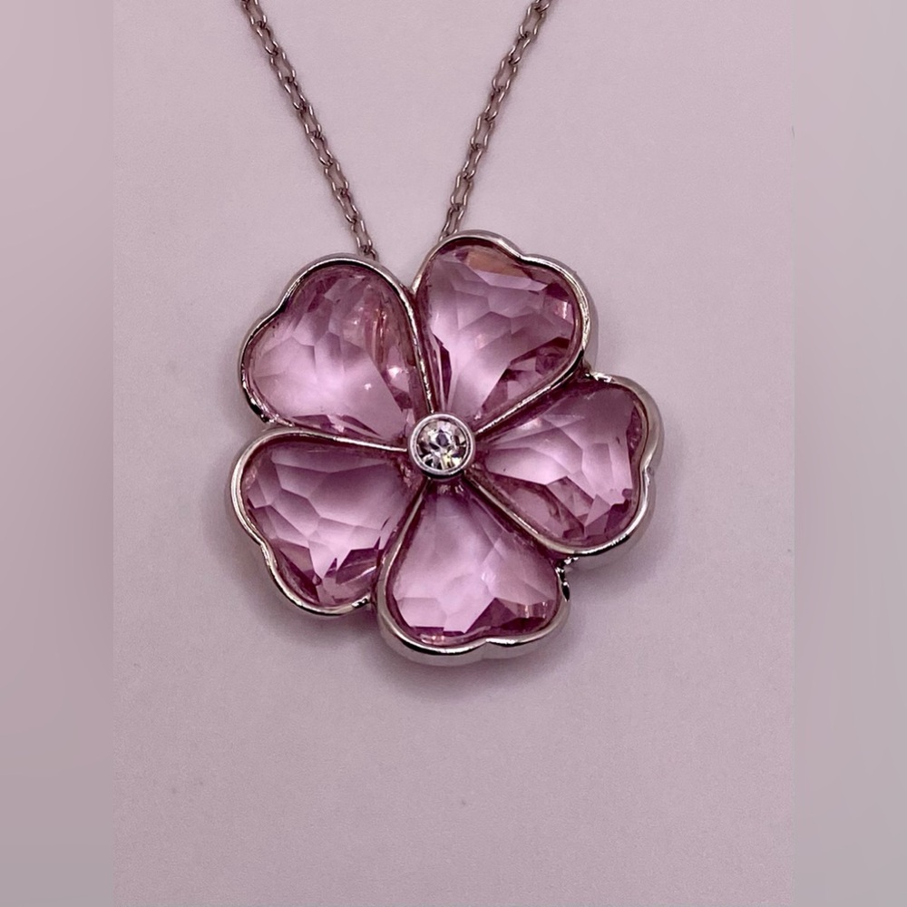 Pink Swarovski crystal pendant and chain